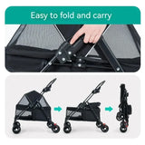 Pet Stroller Lightweight Folding Universal Wheel Cat Dog Travel Breathable Pet Stroller Outdoor Stroller for Small Medium Pets