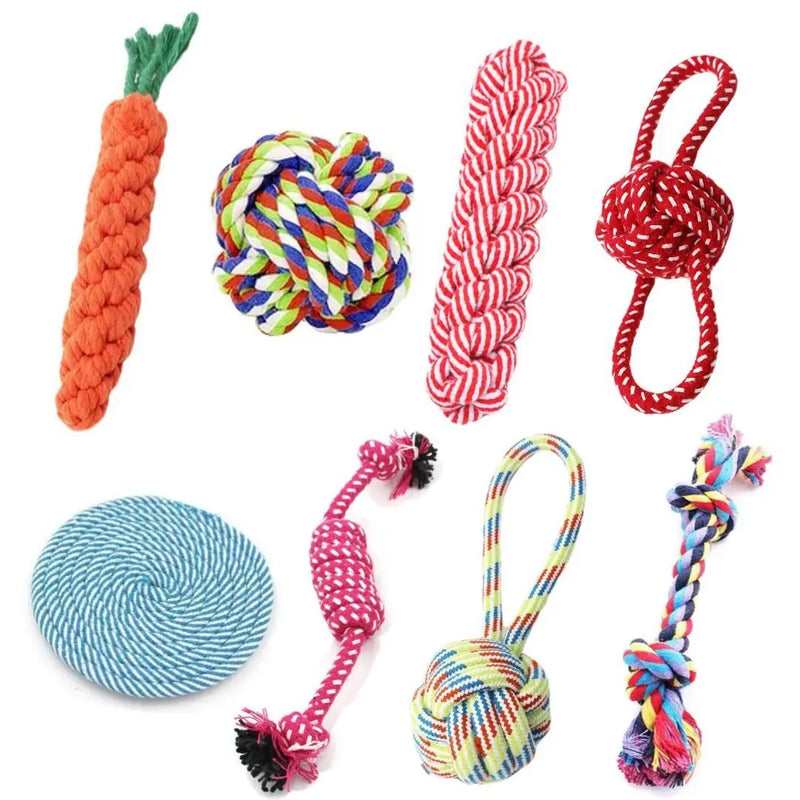 1PC Dog Toy Carrot Knot Rope Ball Cotton Rope Dumbbell Puppy Cleaning Teeth Chew Toy Durable Braided Bite