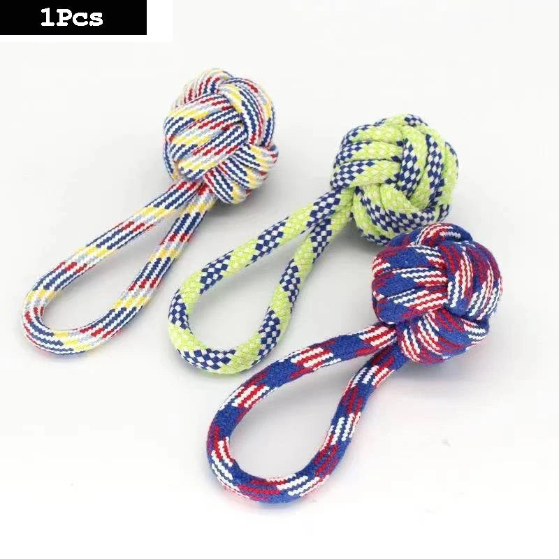 1PC Dog Toy Carrot Knot Rope Ball Cotton Rope Dumbbell Puppy Cleaning Teeth Chew Toy Durable Braided Bite