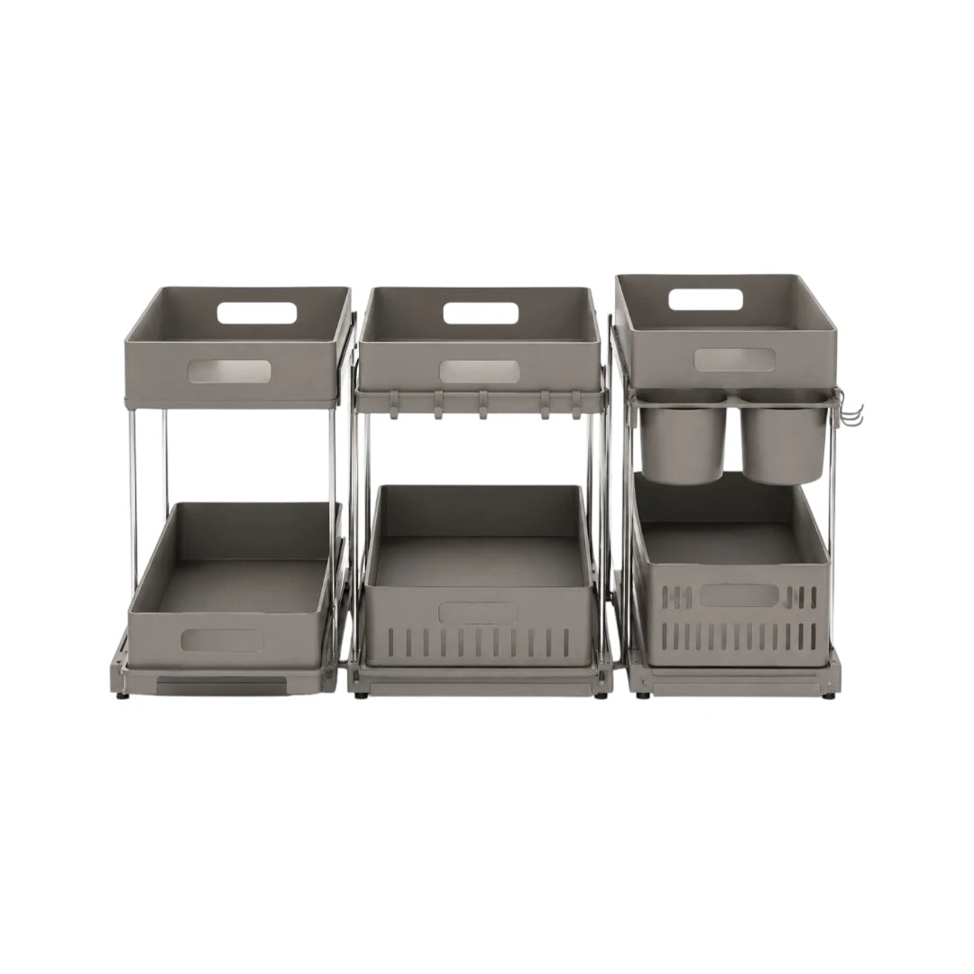 Ziqo 2-Tier Slide-Out Under Sink Storage Rack & Cabinet Organizer Set