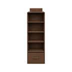 Ziqo 5-Shelf Hanging Closet Organizer with Drawer - Brown Wardrobe Storage Shelves