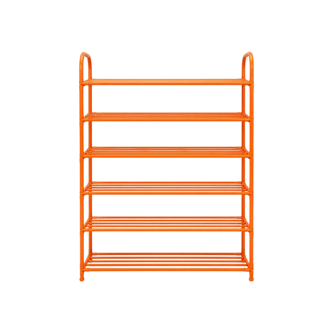 Ziqo 6-Tier Large Shoe Rack Organizer - Orange Multi-Layer Vertical Footwear Stand