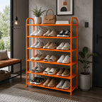 Ziqo 6-Tier Large Shoe Rack Organizer - Orange Multi-Layer Vertical Footwear Stand