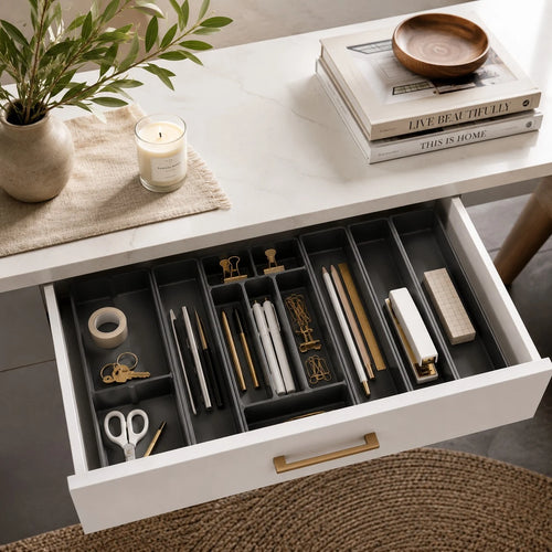 Ziqo Expandable Multi-Compartment Drawer Organizer - Kitchen & Office Storage Tray