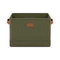 Ziqo Foldable Fabric Storage Bin with Leather Handles - Olive Green Toy & Closet Basket