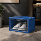 Ziqo Stackable Clear-Door Sneaker Box - Blue Drop-Front Shoe Storage Container