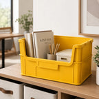 Ziqo Stackable Open-Front Storage Bin - Bright Yellow Utility Crate